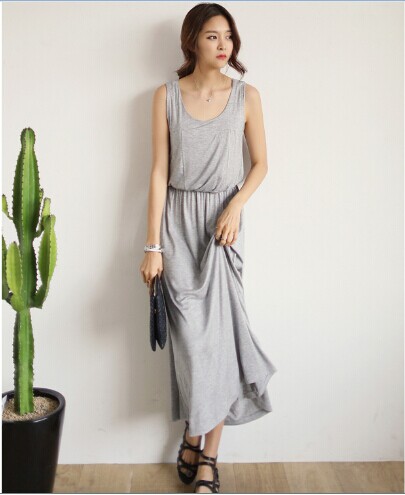 WD6109 Korea Stylish Long Dress Grey